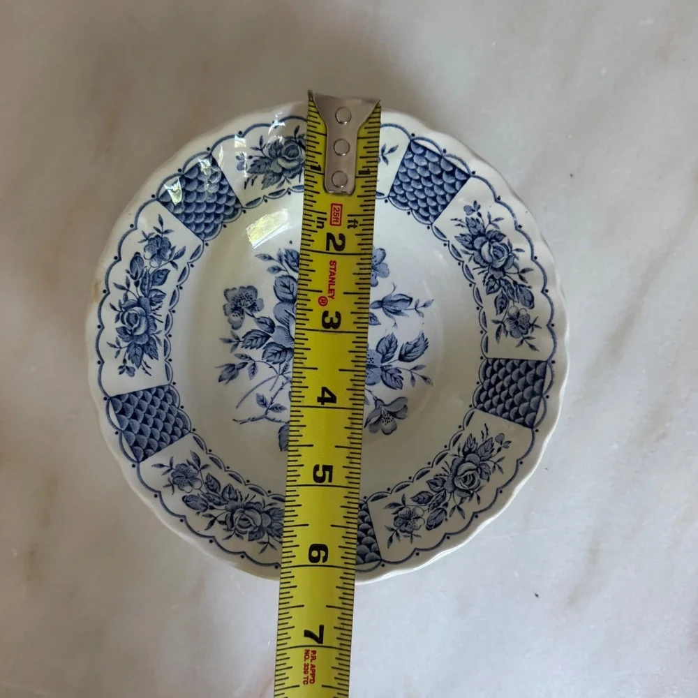 Vintage Myott Melody Blue White Floral Ironstone Bowl England 1982 6.5in